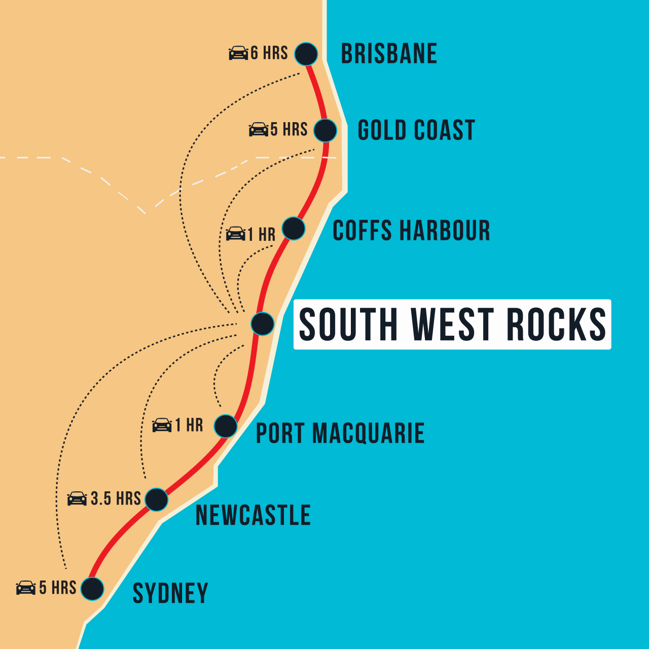 South West Rocks Travel Map